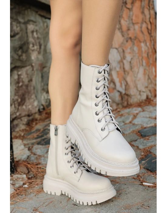 Toan Bej Cilt Bağcıklı Bot - Bamido