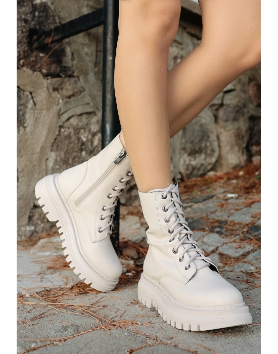 Toan Bej Cilt Bağcıklı Bot - Bamido