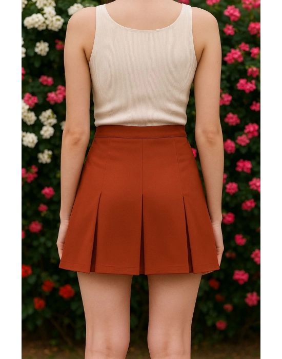 Üç Pileli Etek Kremit W24815