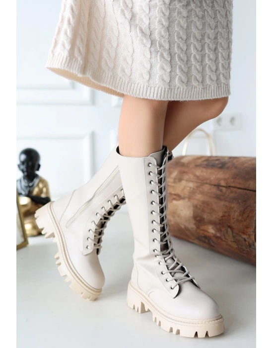 Uliza Bej Cilt Bağcıklı Çizme - Bamido