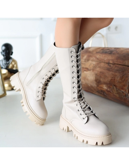 Uliza Bej Cilt Bağcıklı Çizme - Bamido