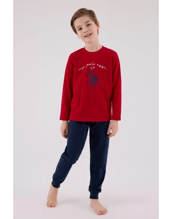 U.s. Polo Assn Uzun Kol Pijama Takım Us2233-4 Kırmızı