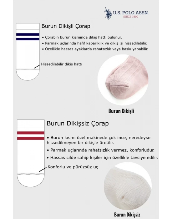 U.s.polo Kız Bebek Çorap Usb2208 Pudra Ekru Somon