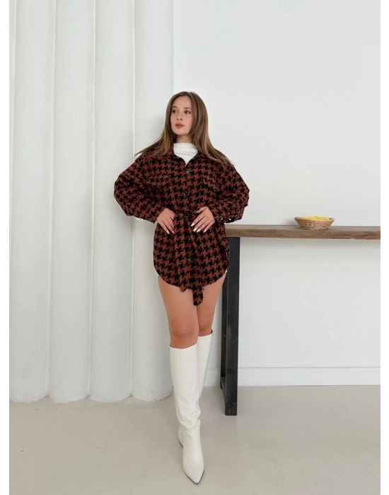 Uzun Kaşe Gömlek Kahvesiyah St255812