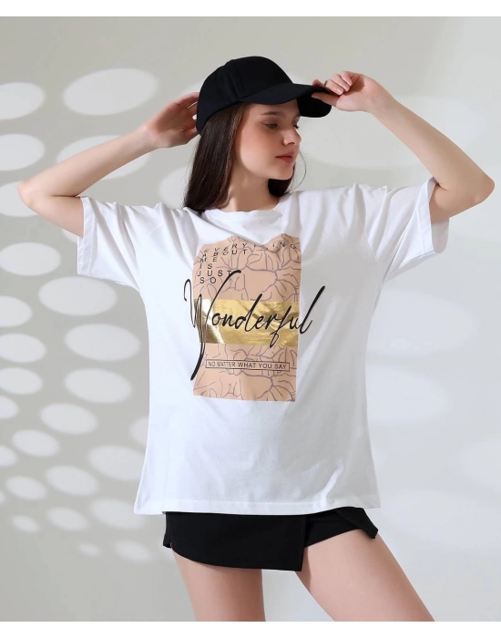 Varak Baskılı İmza Desen Tişört