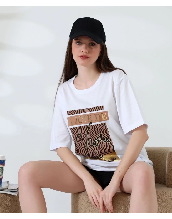 Varak Çizgili Oversize Tişört