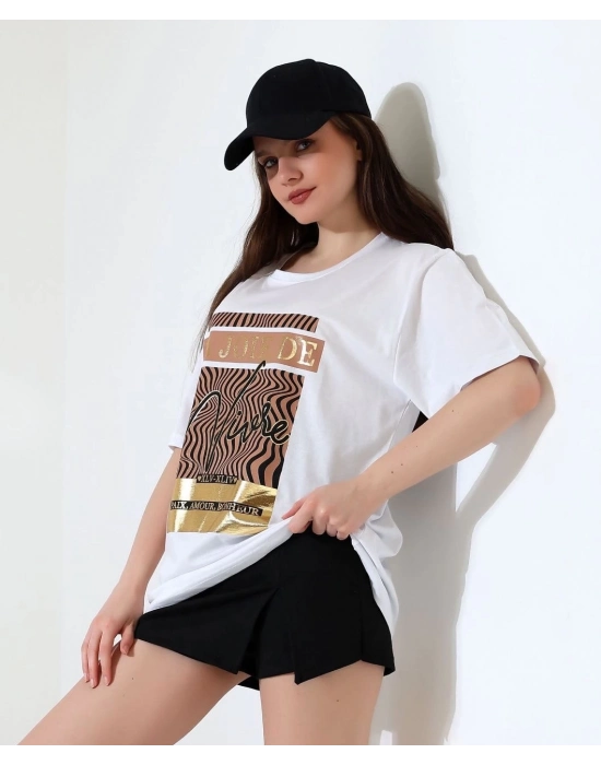 Varak Çizgili Oversize Tişört