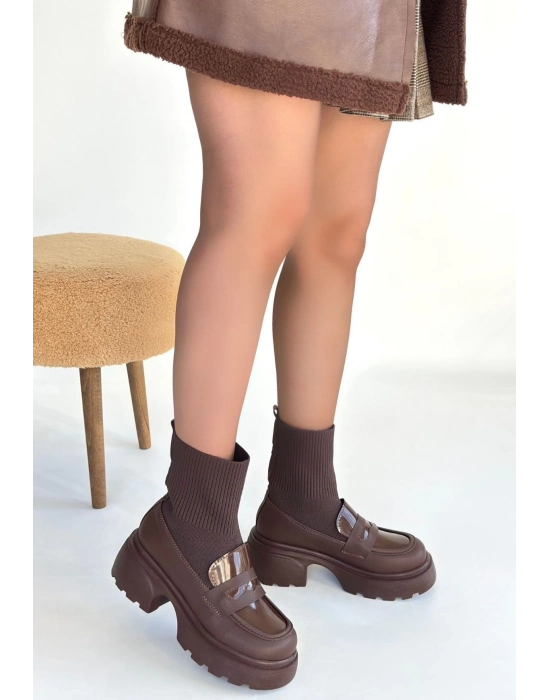 Wanye Kahverengi Cilt Cilt Streçli Bot