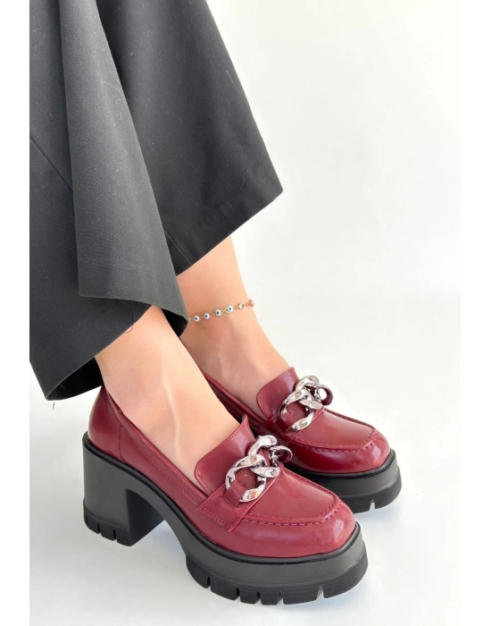 Winar Bordo Rugan Doldu Topuk Ayakkabı