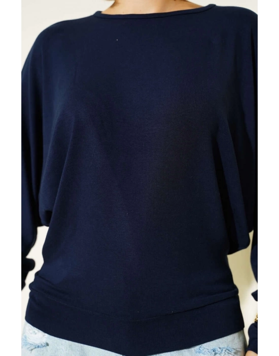 Yarasa Kol Salaş Bluz Lacivert T4273