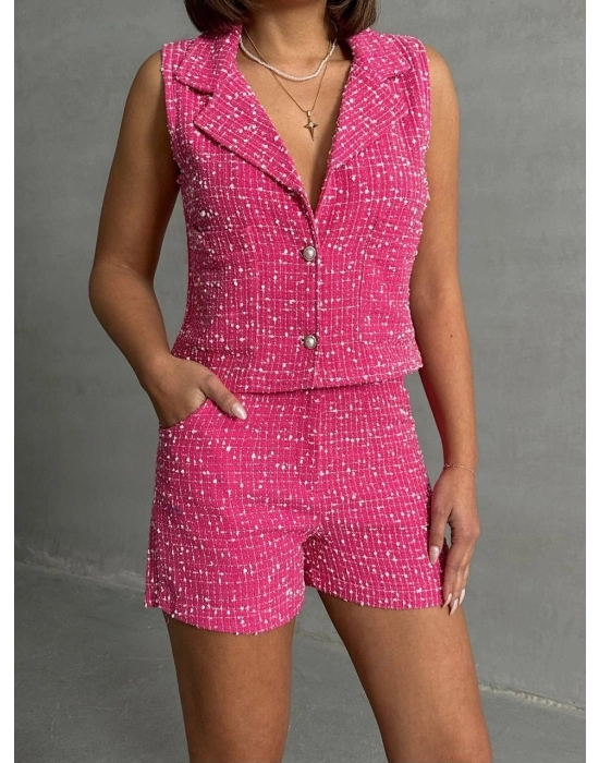 Yelekli Şort Takım Pembe