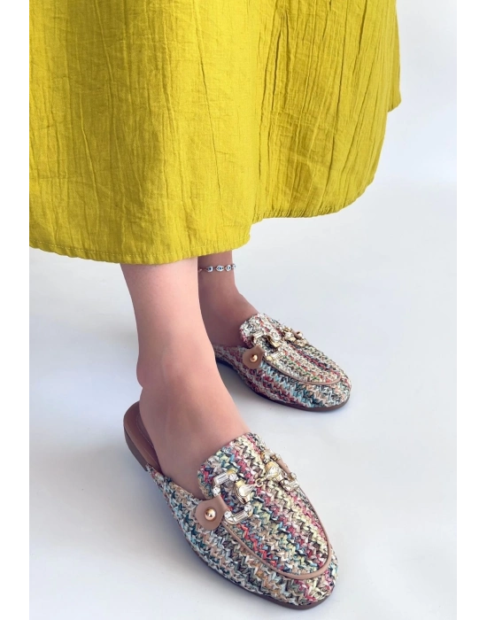 Yenda Renkli Dokumalı Terlik