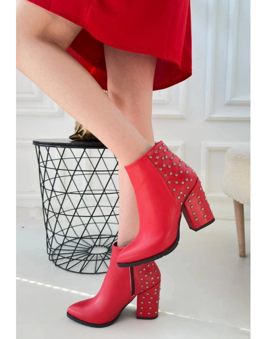 Yoont Kırmızı Cilt Topuklu Bot