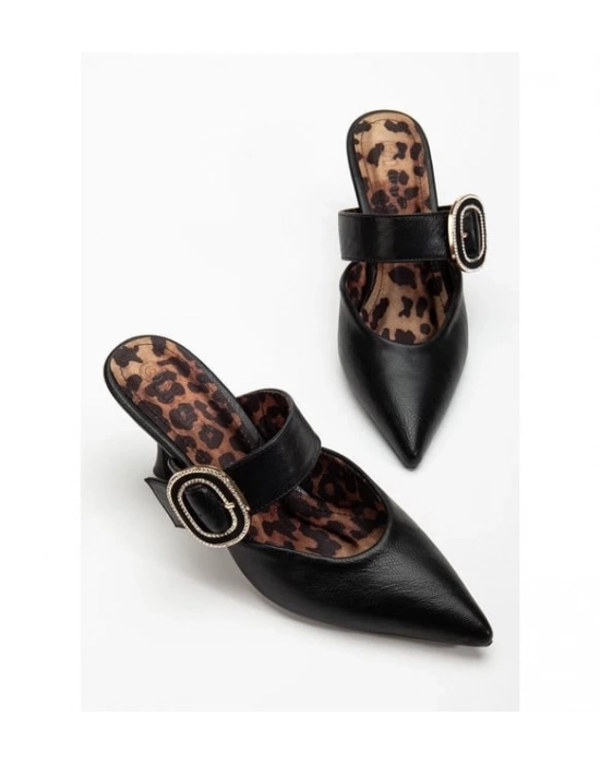 Yote Siyah Cilt Topuklu Terlik