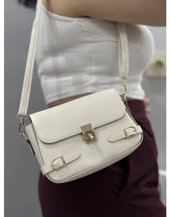 Zerej Kemerli Krem Cilt Çanta