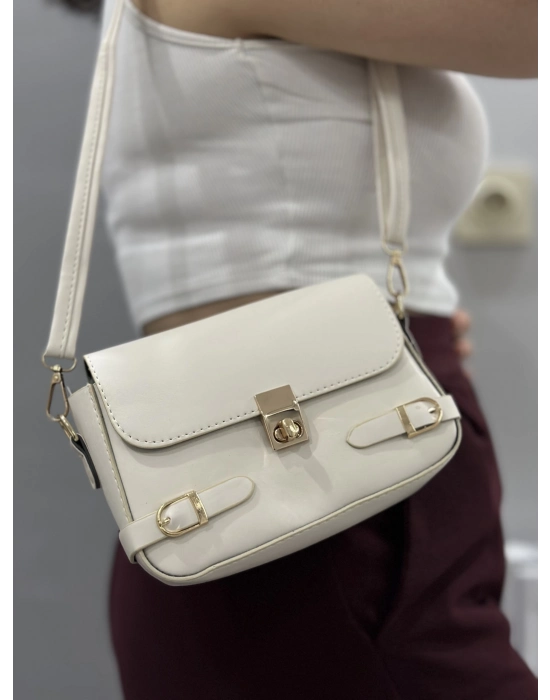 Zerej Kemerli Krem Cilt Çanta