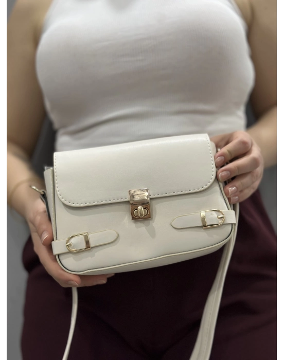 Zerej Kemerli Krem Cilt Çanta