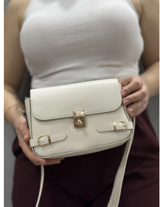 Zerej Kemerli Krem Cilt Çanta