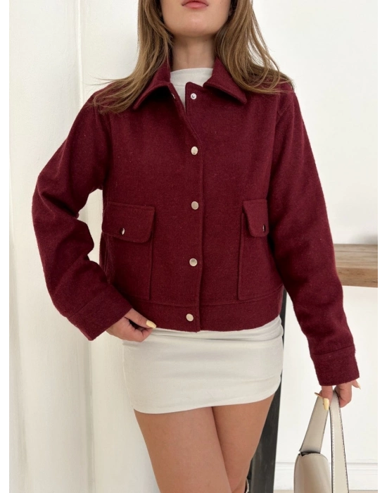 Zr Model Kaşe Ceket Bordo St255807