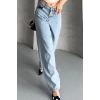 Baggy Kar Yıkama Buz Mavi Jeans Pantolon D2007