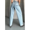 Baggy Kar Yıkama Buz Mavi Jeans Pantolon D2007