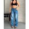 Baggy Süper Taş Bıyık Yıkama Mavi Jeans Pantolon D2007