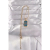 Bamido 316l Çelik Gold Renk Mavi Mineli El Figür Tarot Kolye - Lisinya
