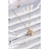 Bamido 316l Çelik Gold Renk Zirkon Taşlı Kalp Model Vintage Kadın Kolye - Lisinya