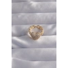 Bamido Pirinç Ayarlamalı Gold Renk Zirkon Taşlı Bombeli Kalp Yüzük - Lisinya