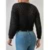 Büyük Düğmeli Delikli Hırka Siyah