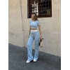 Crop Pantolon Biyeli Takım Mavi