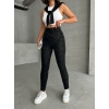 Gizli Yan Fermuarlı Bulut Desenli Tayt Siyah H248638