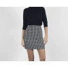 Kazaayağı Likralı Mini Etek Siyahbeyaz