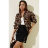 Leopar Desenli Astarlı Ceket Siyah T1192