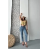 Mom Fit Bıyık Kar Yıkama Jeans Pantolon Koyu Mavi D2006