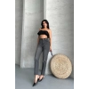 Mom Fit Enzim Taş Yıkama Jeans Pantolon Füme D2006