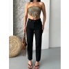 Mom Fit Enzim Taş Yıkama Jeans Pantolon Siyah D2006