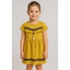 Önü Püsküllü Boncuk Detaylı Kız Çocuk Elbisesi Hardal