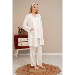 Ba-ha 4503 Jakar Sabahlıklı Dantelli Detaylı Lohusa Pijama Takımı