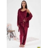 Estiva 24397 Bayan Kadife 3lü Pijama Takım