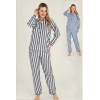 Freshness 4007 Kadın Uzun Kol Çizgili Gaffuriye Pijama Takımı