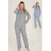 Freshness 4007 Kadın Uzun Kol Çizgili Gaffuriye Pijama Takımı