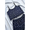 Yıldız Desenli Lacivert Şortlu Pijama Takımı