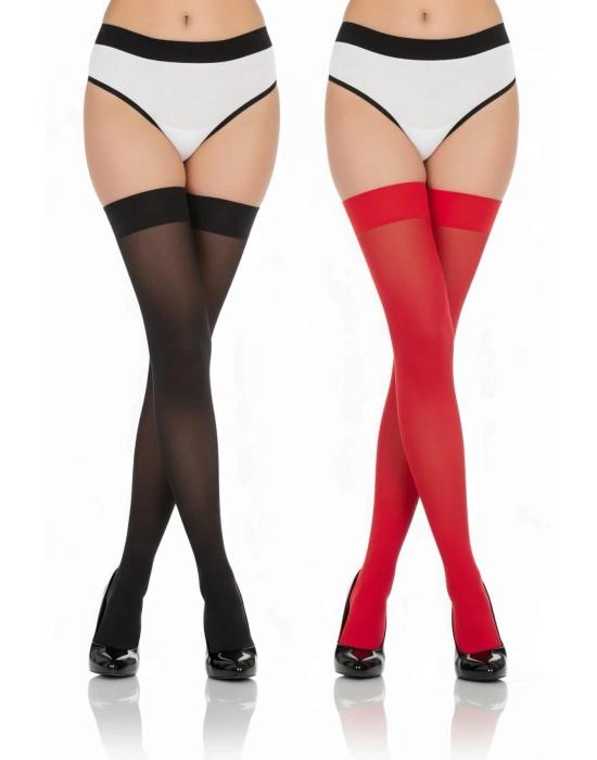 2li Renkli Dantelsiz 20 Denye Dizüstü Jartiyer Çorabı