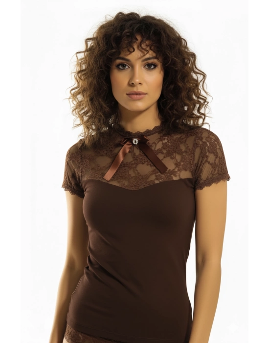 2140 Geniş Dantelli K.kollu Elastane