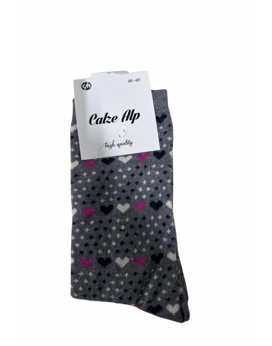 Barış Kalp Desenli Likralı Kadın Soket Çorap 1 Adet