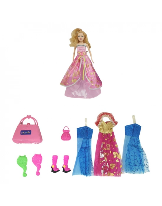 Bebek Yedek Elbiseli Ve Aksesuarlı - 1115-21 - Açık Pembe (bamido)