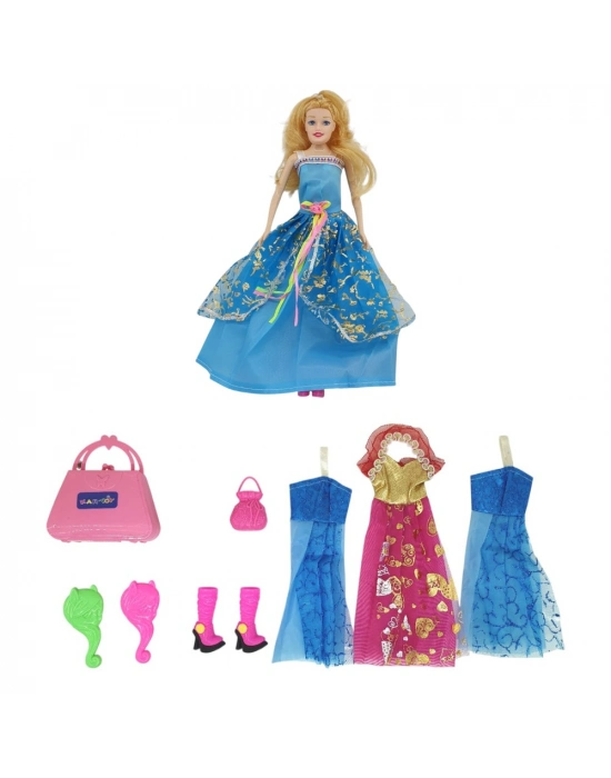 Bebek Yedek Elbiseli Ve Aksesuarlı - 1115-21 - Mavi (bamido)