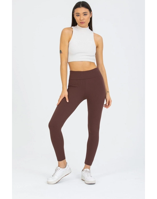 Beruflic Kahverengi Yüksek Bel Fitilli Tayt 0608