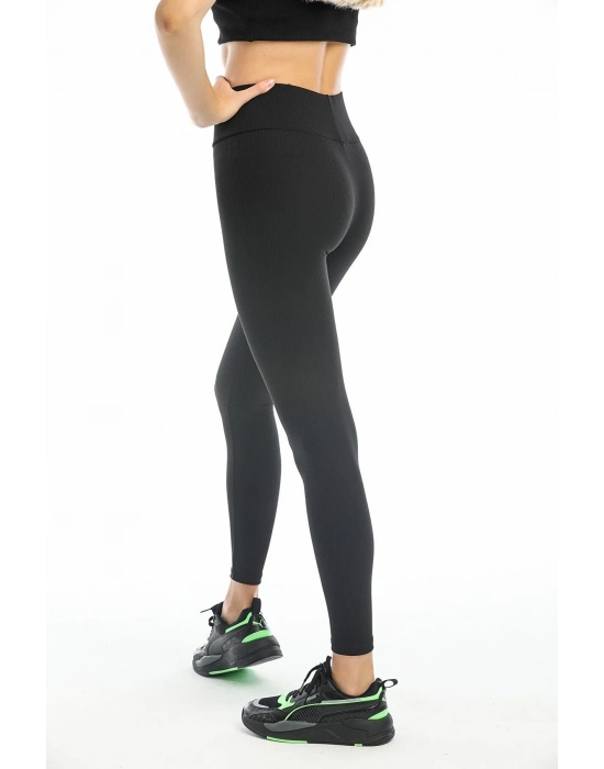 Beruflic Siyah Yüksek Bel Fitilli Tayt 0608